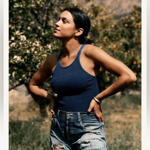 Imogene & Willie INDIGO ribbed racer back tank - Large